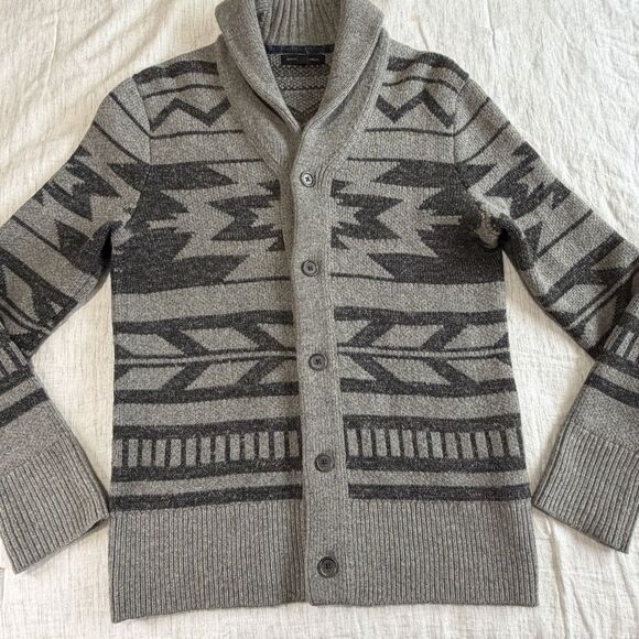 Banana Republic Men's M Wool Button Front Shawl Collar Cardigan Sweater Tribal - Picture 16 of 16